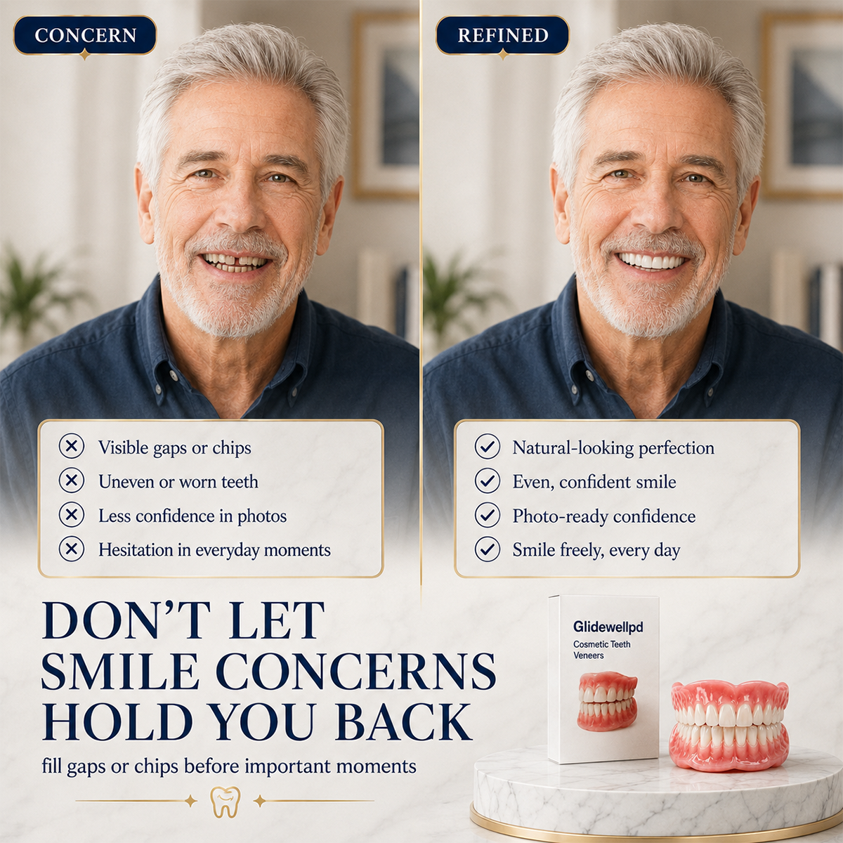 Natural-Looking Full-Cover Cosmetic Dentures