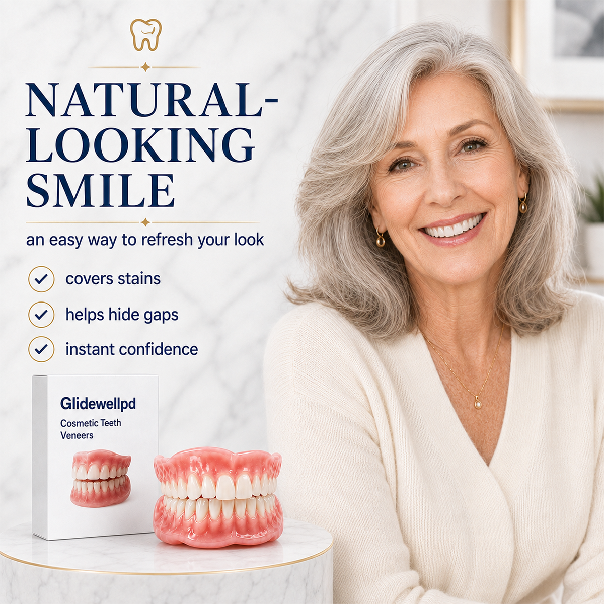 Natural-Looking Full-Cover Cosmetic Dentures