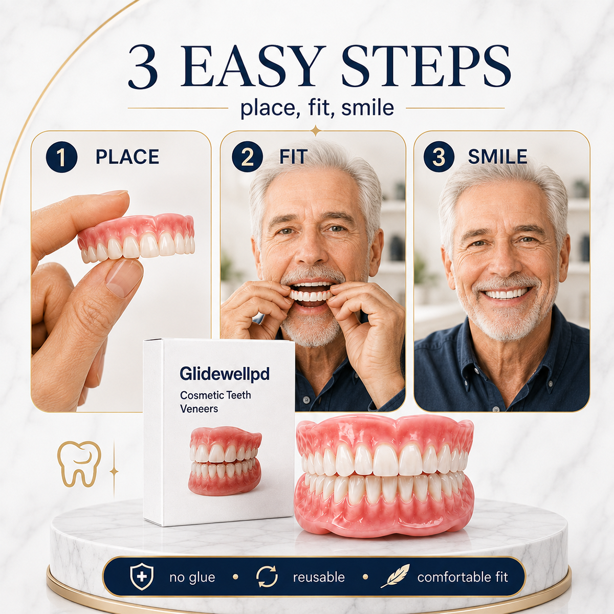 Natural-Looking Full-Cover Cosmetic Dentures